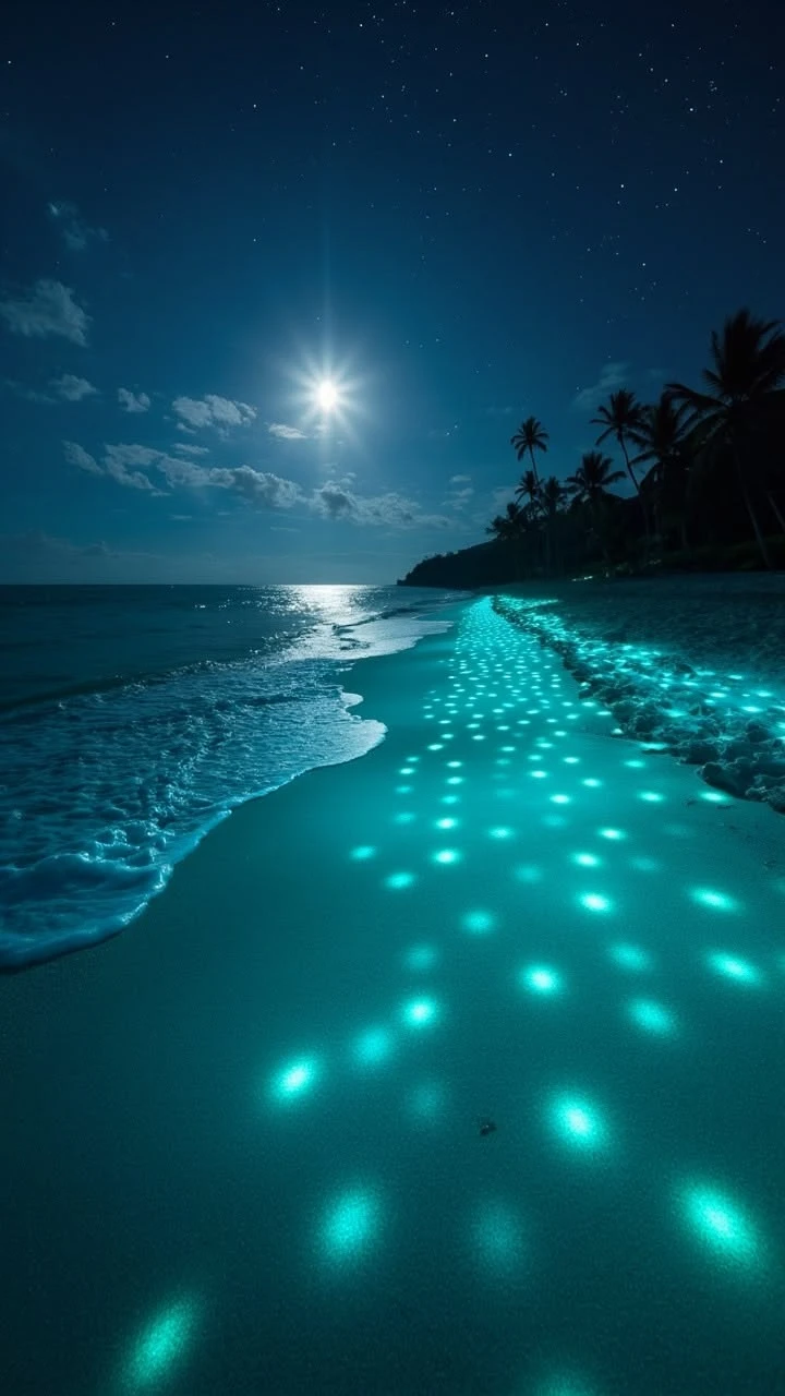 Bioluminescent Beach Starry Night