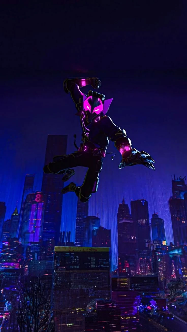 Miles Morales Neon Cityscape the prowler 