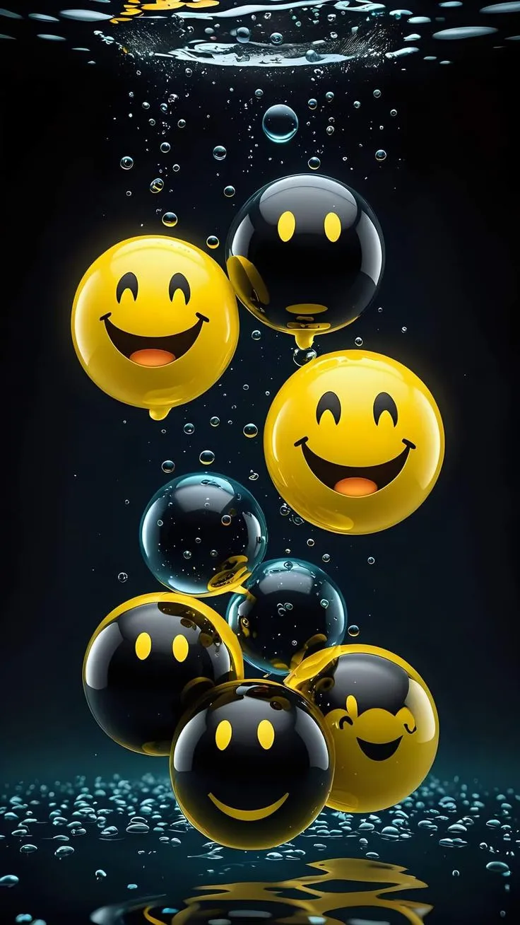 Smiley Bubbles in Dark Water