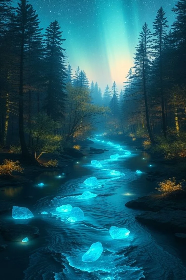 Fantasy Glowing River iPhone Wallpaper