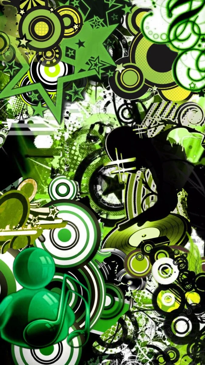 Vibrant Green Music Graphic Design Frutiger Metro
