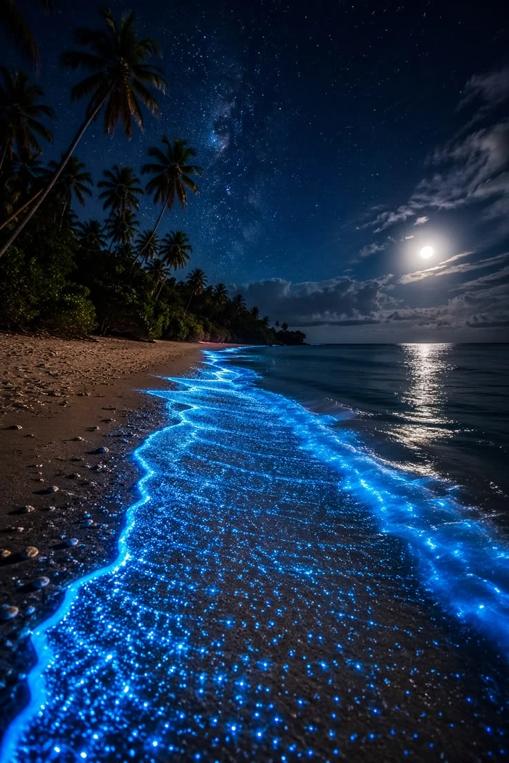 Magical Bioluminescent Beach Night
