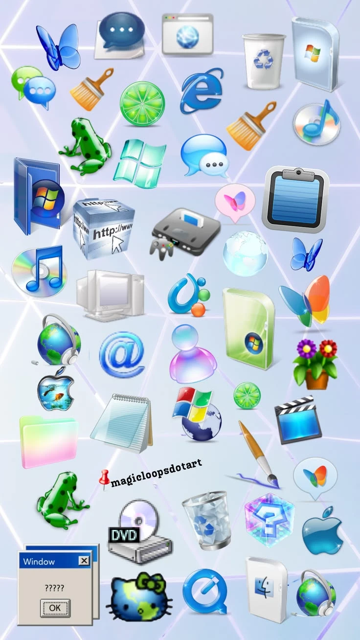 Windows XP Retro Icons Skeuomorphic ui
