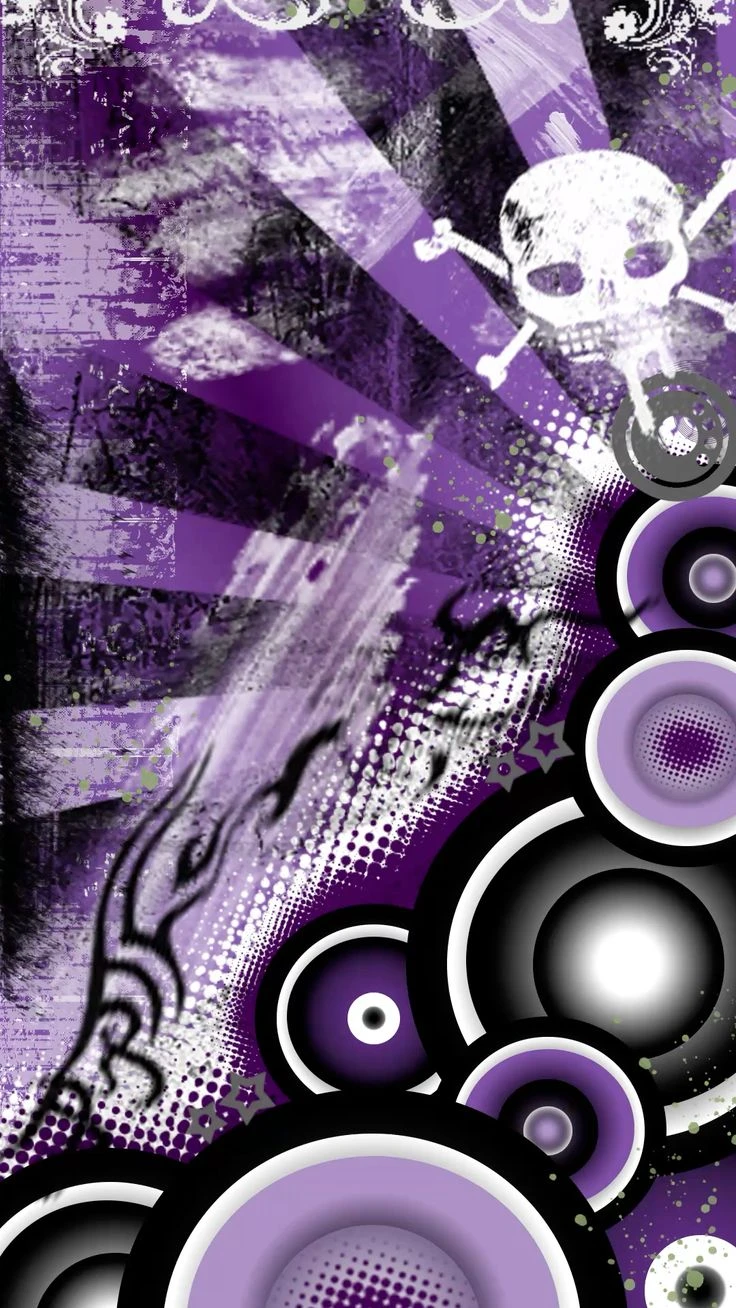 Purple Grunge Skull Frutiger Metro Phone Wallpaper