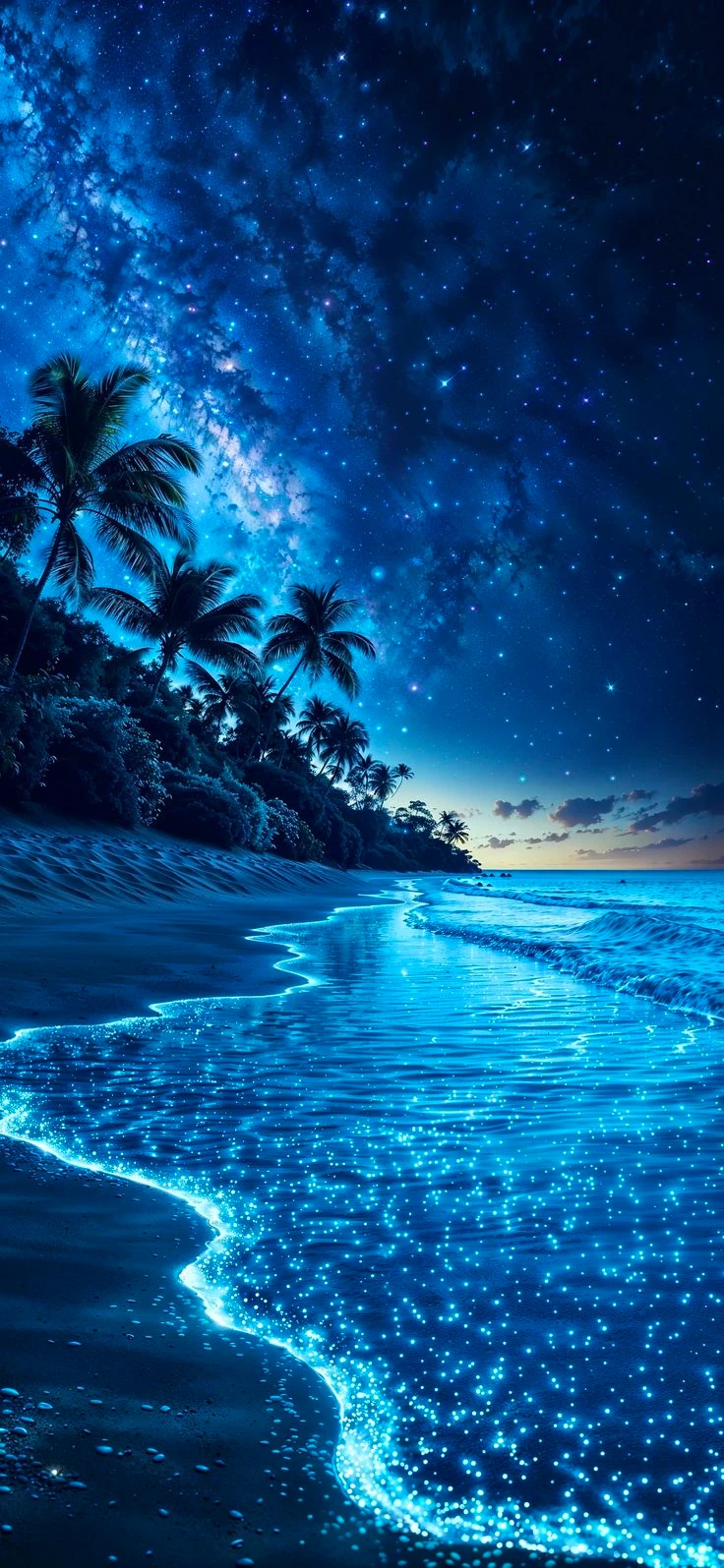 Bioluminescent Beach iPhone Wallpaper