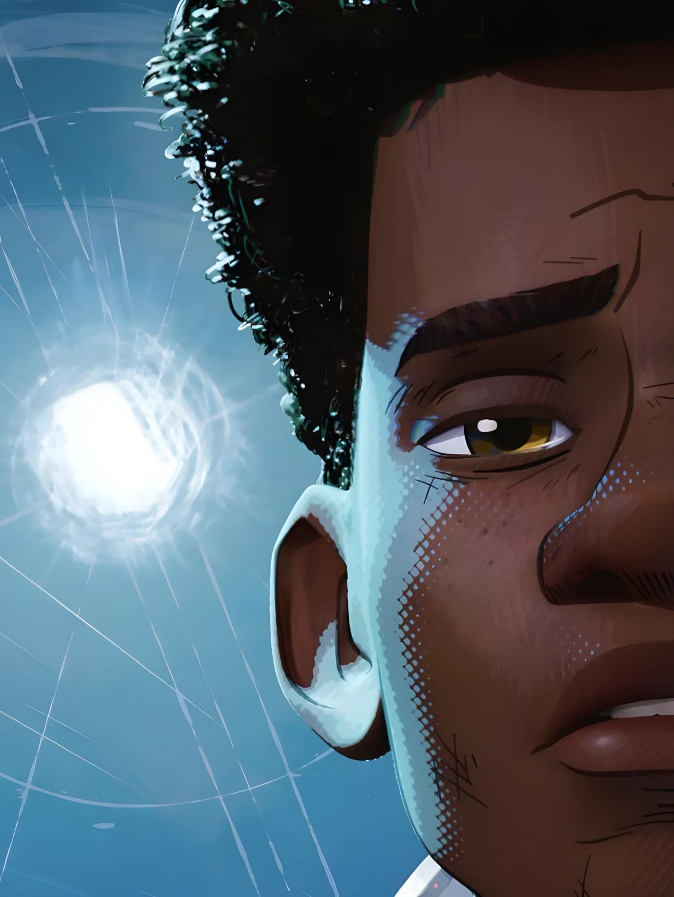 Miles Morales haf-face wallpaper