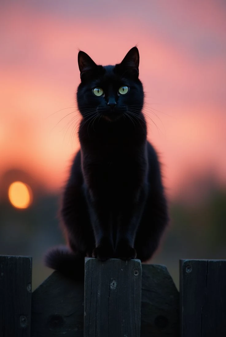 Black Cat Sunset Portrait