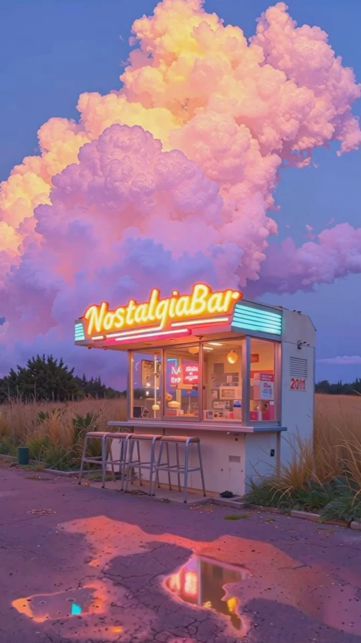 NostalgiaBar Pink Sunset dreamcore Wallpaper