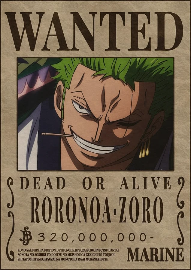 Roronoa Zoro Wanted Poster