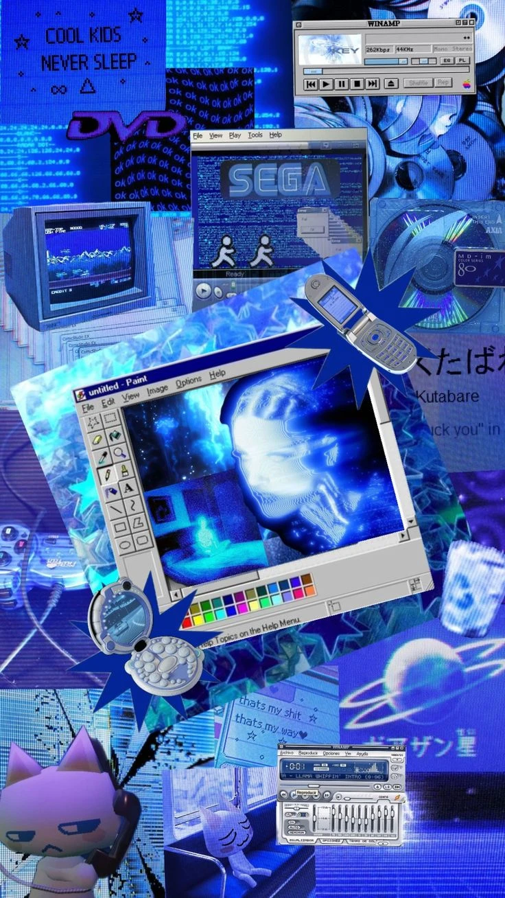 Y2K Retro Blue Cybercore/Technocore 
