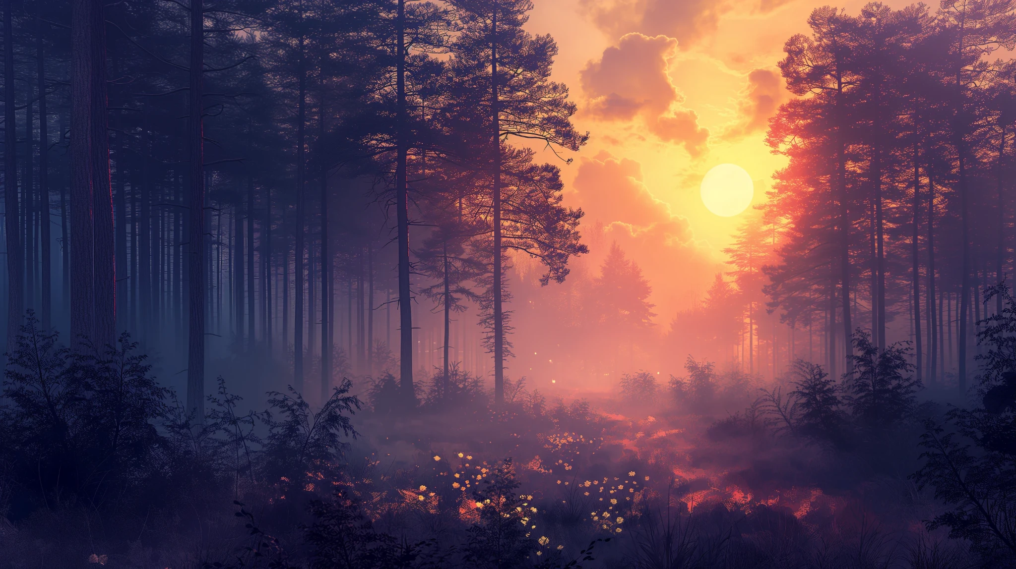 Fantasy Forest Sunset