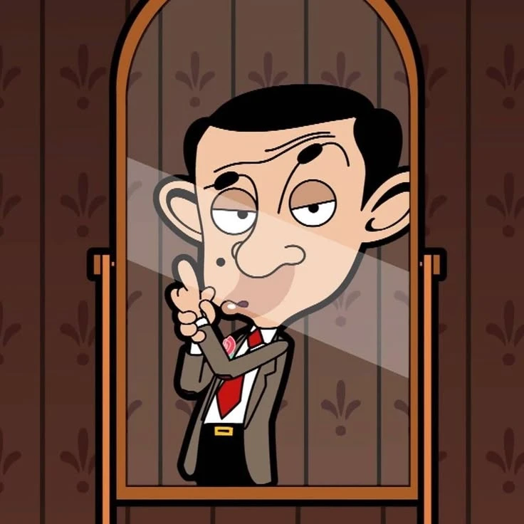 Mr. Bean Shushing Mirror Cartoon