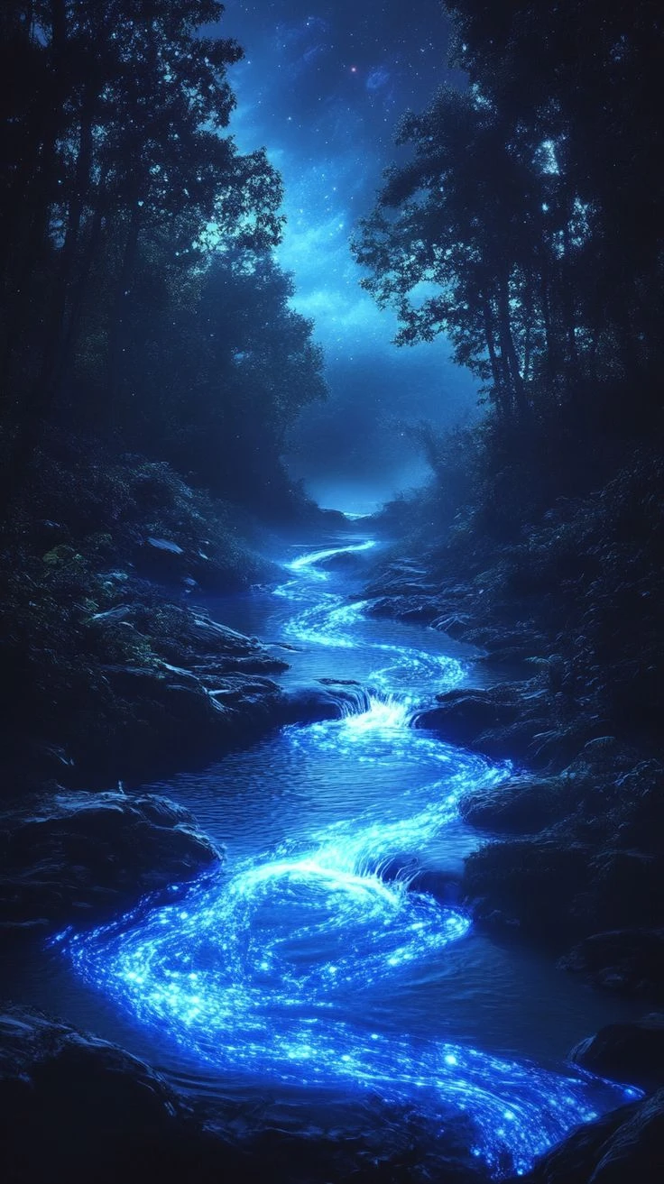 Magical Glowing River Mobile Wallpaper