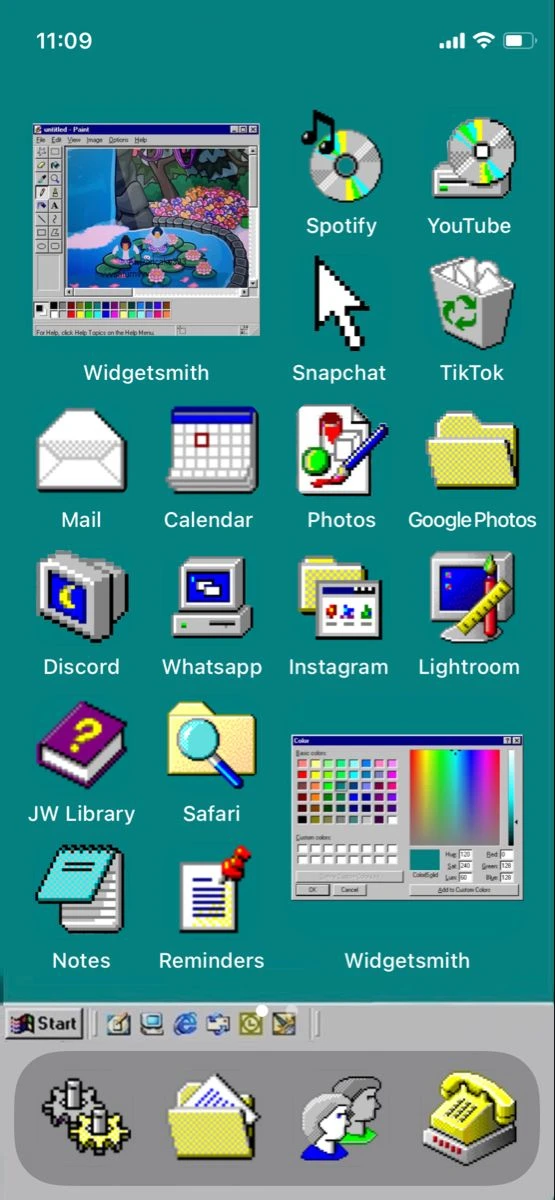 iPhone Windows 95 Retro Skeuomorphic ui