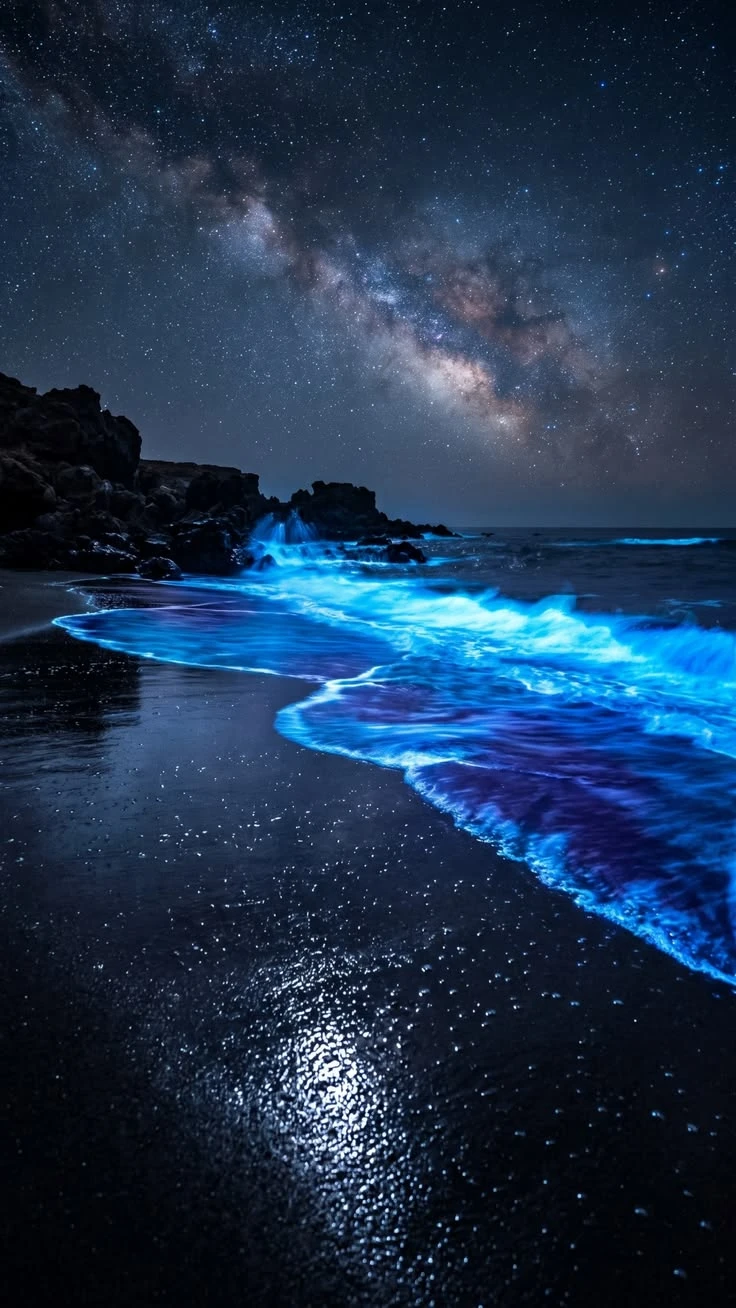 Bioluminescent Beach Milky Way
