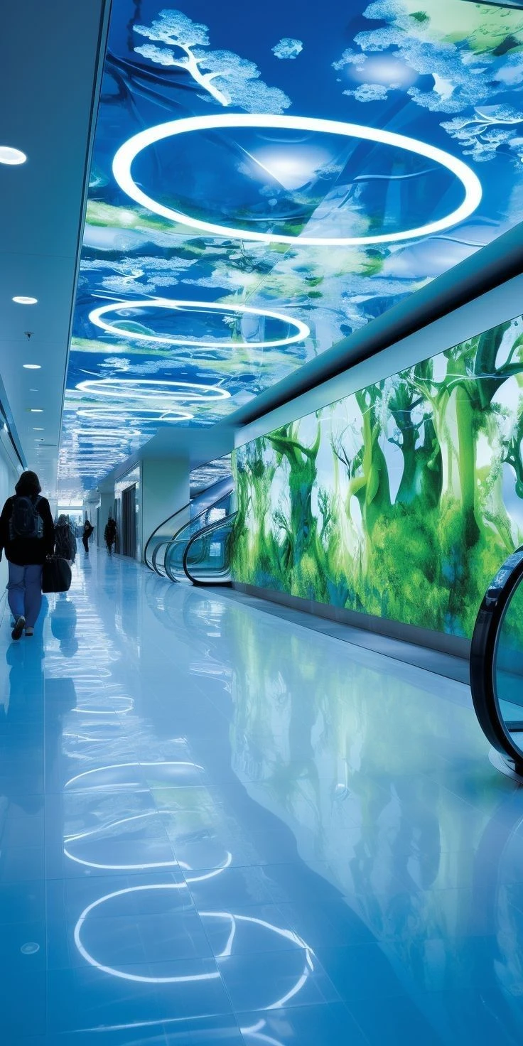 Futuristic Digital Art Hallway