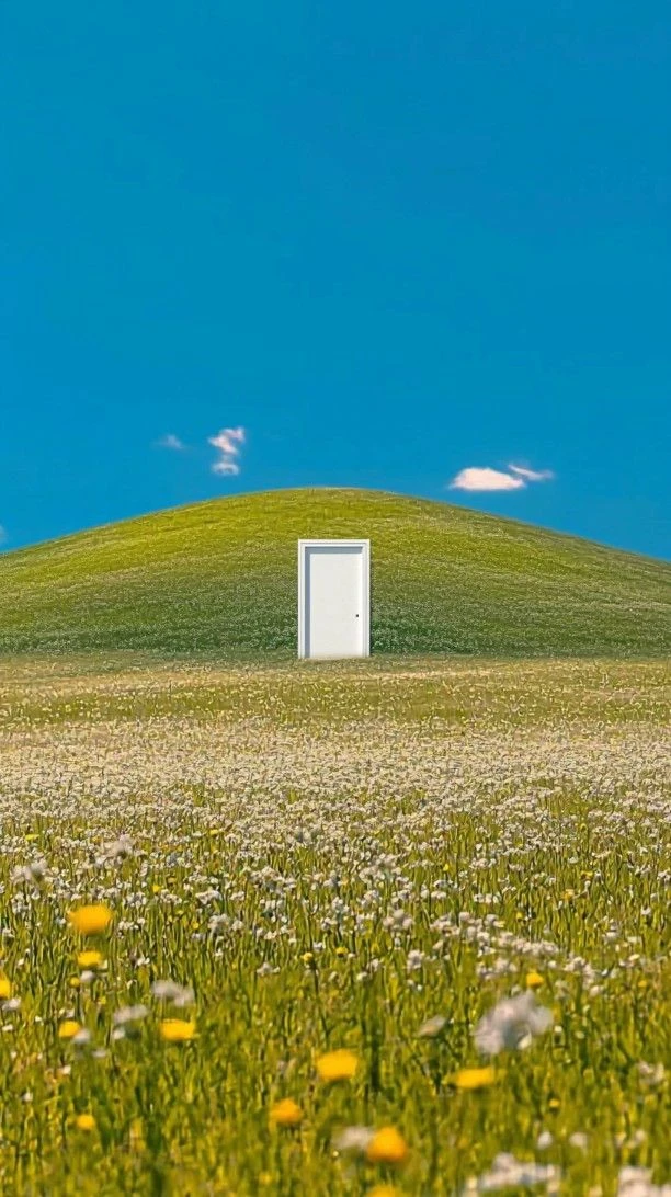 Surreal White Door Landscape dreamcore