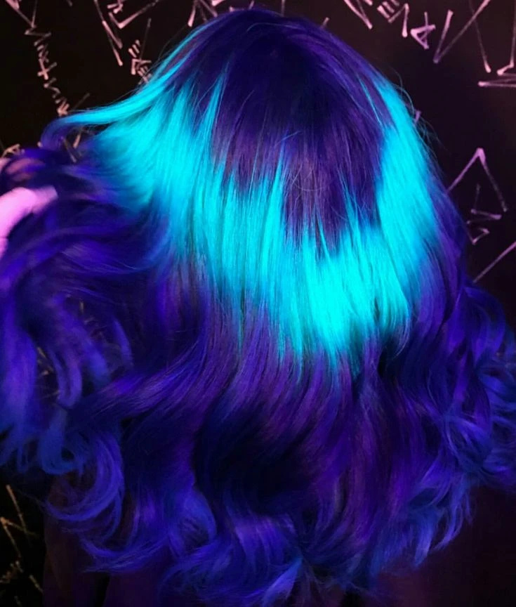 Neon Aqua Purple Hair
