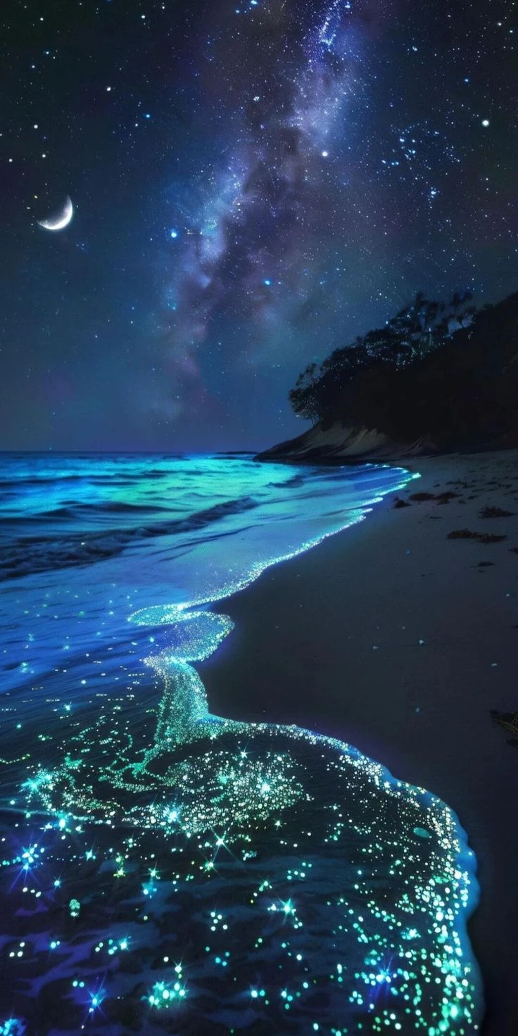 iPhone Bioluminescent Beach Milky Way