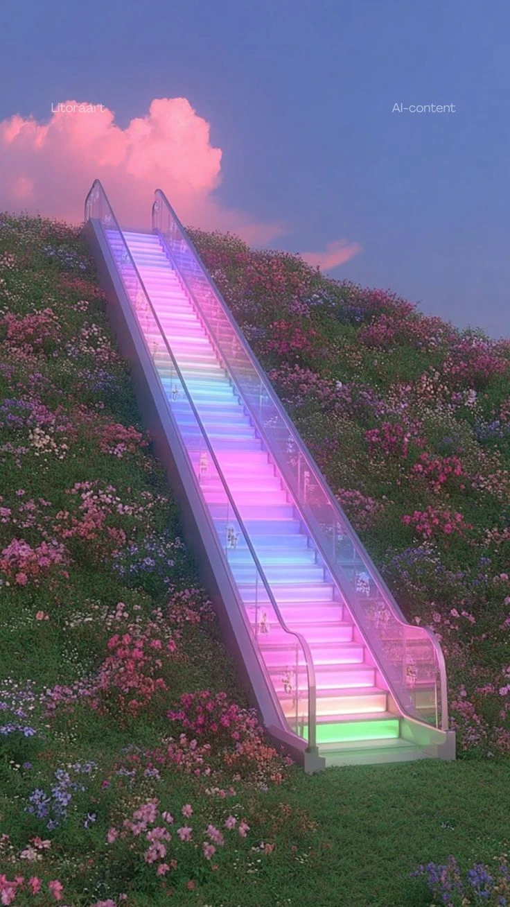 Rainbow Escalator dreamcore iPhone Wallpaper