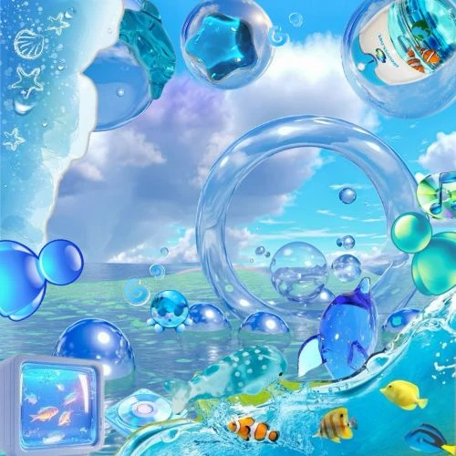Vibrant Surreal aquacore