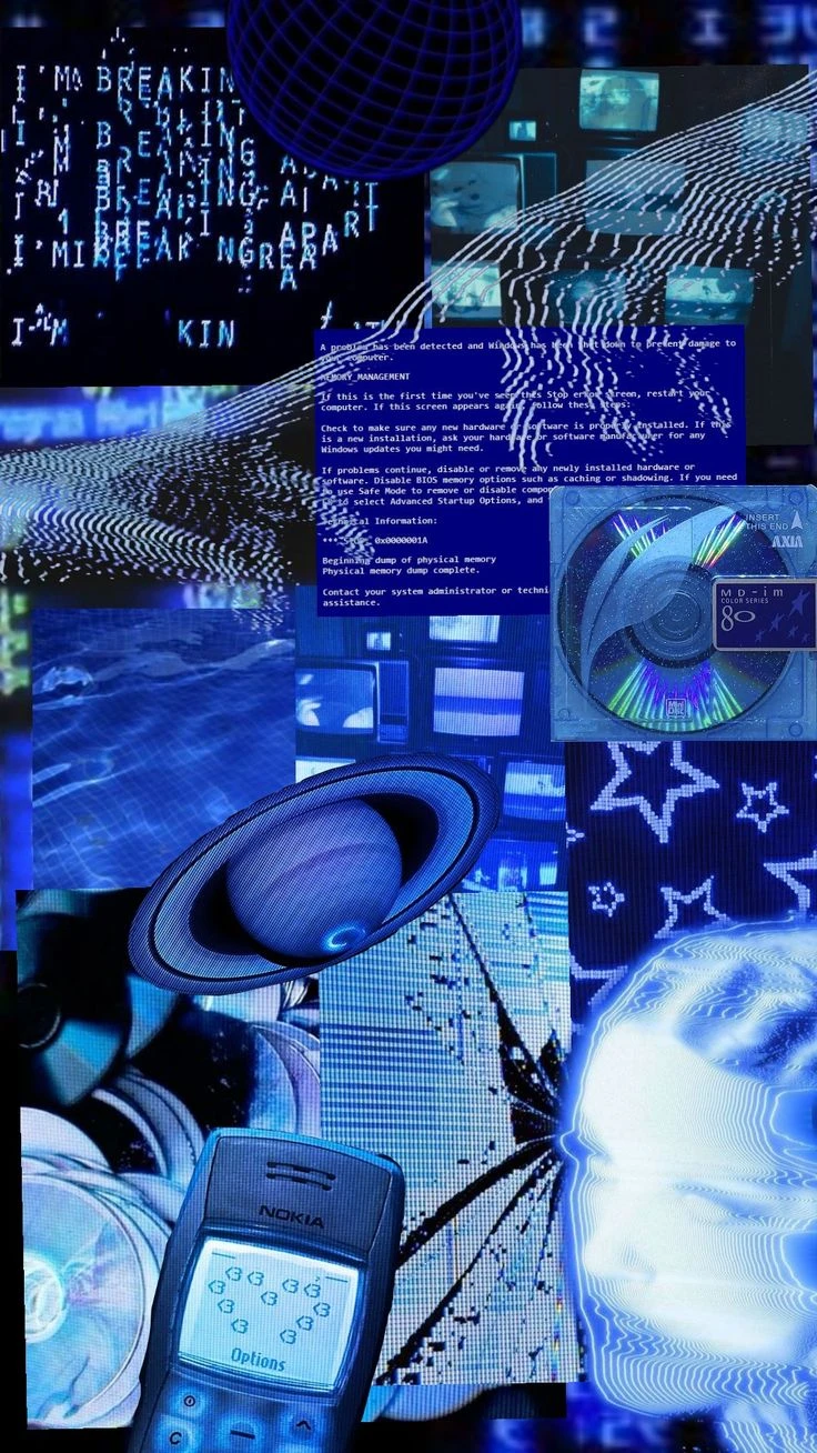 Y2K Blue Cybercore/Technocore  Wallpaper
