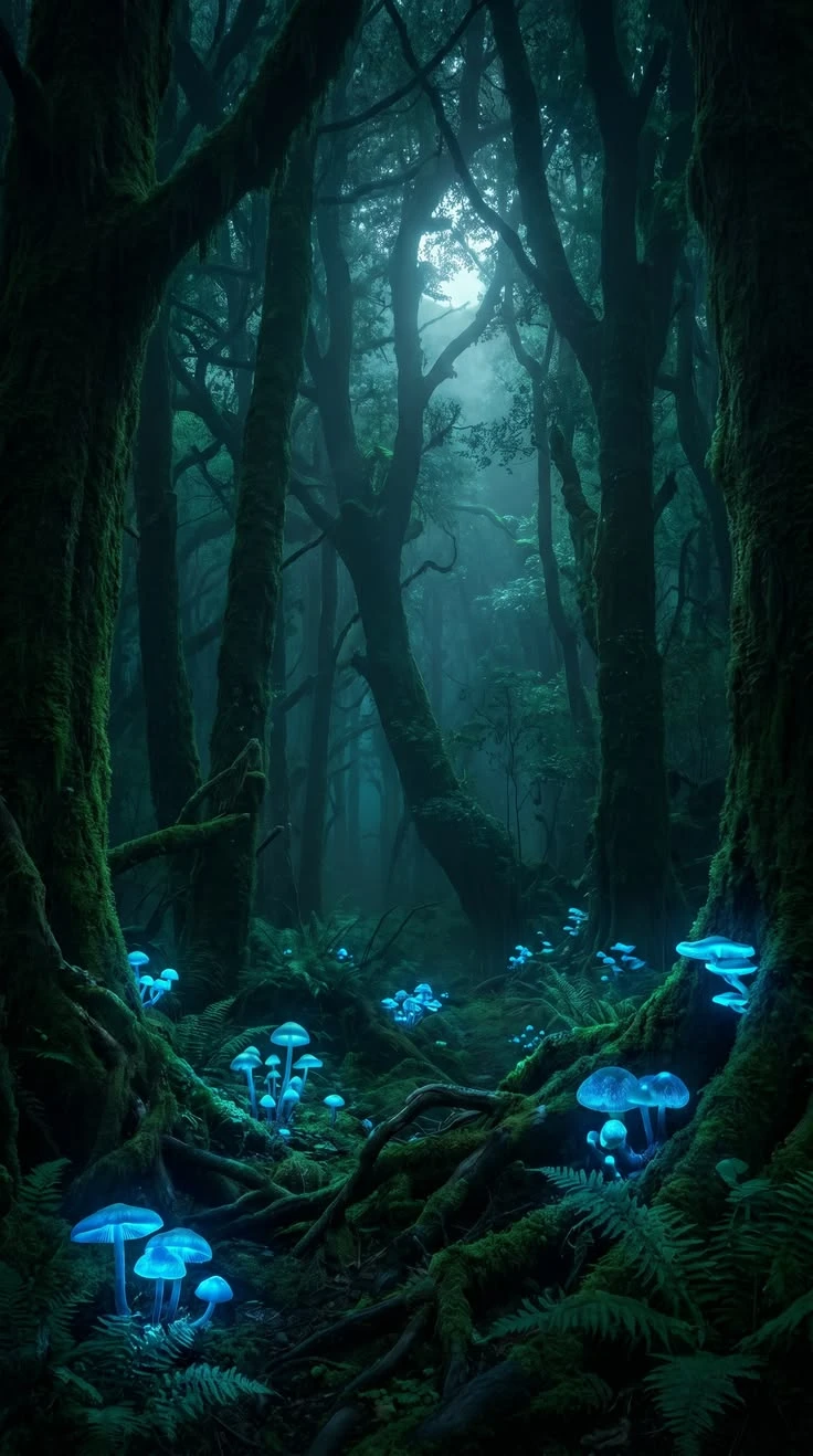 Glowing Mushroom Forest iPhone Wallpaper