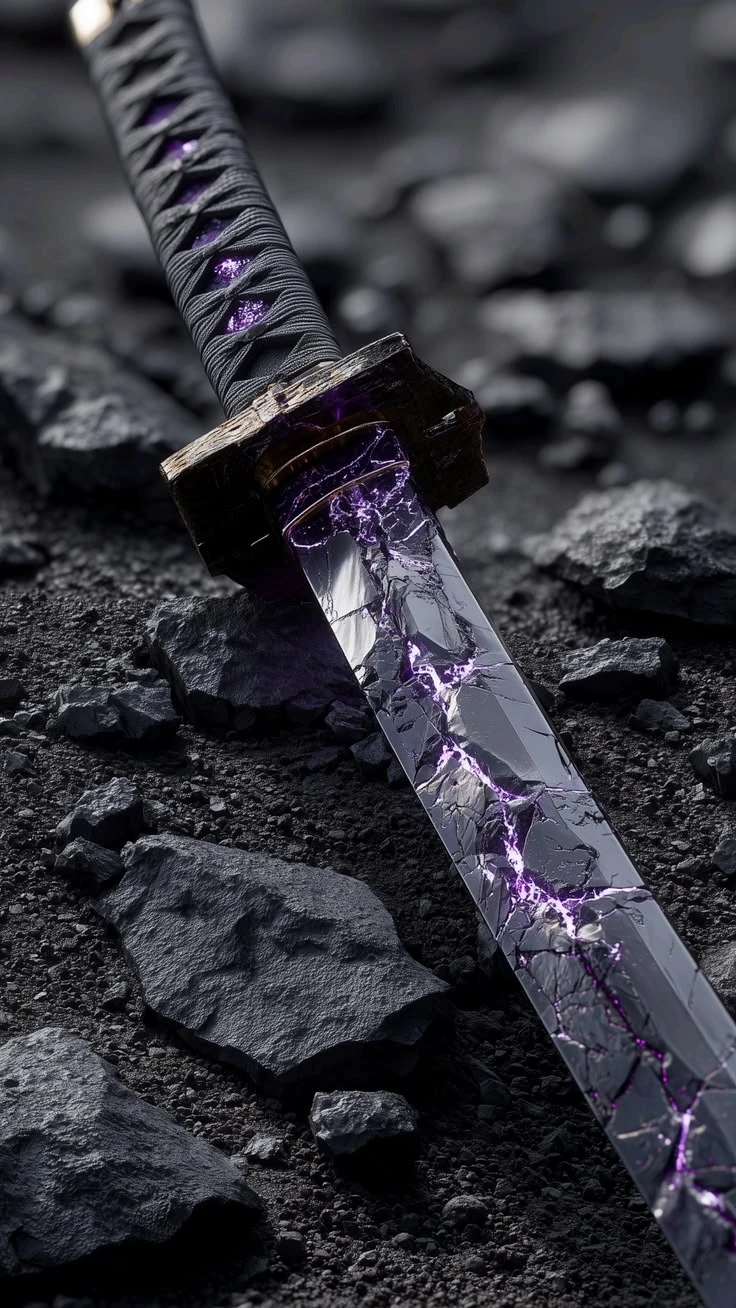 Glowing Purple Cracked Katana