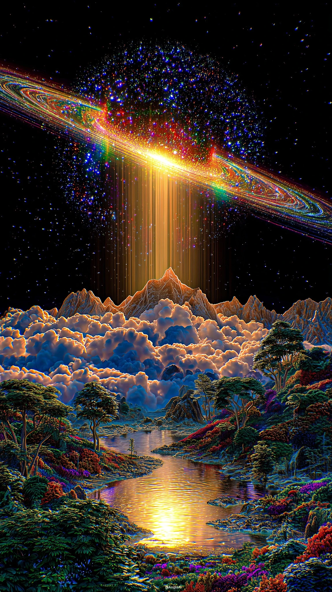 Cosmic Fantasy AI Art Wallpaper