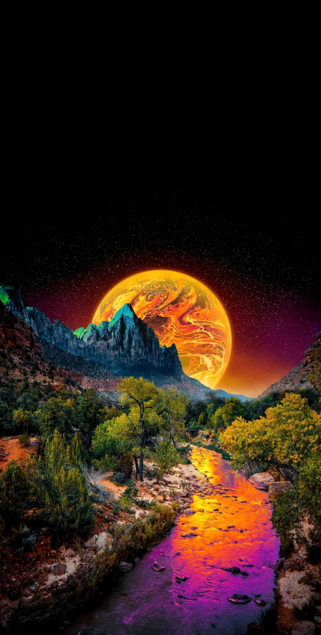 Fiery Moon Over Psychedelic River