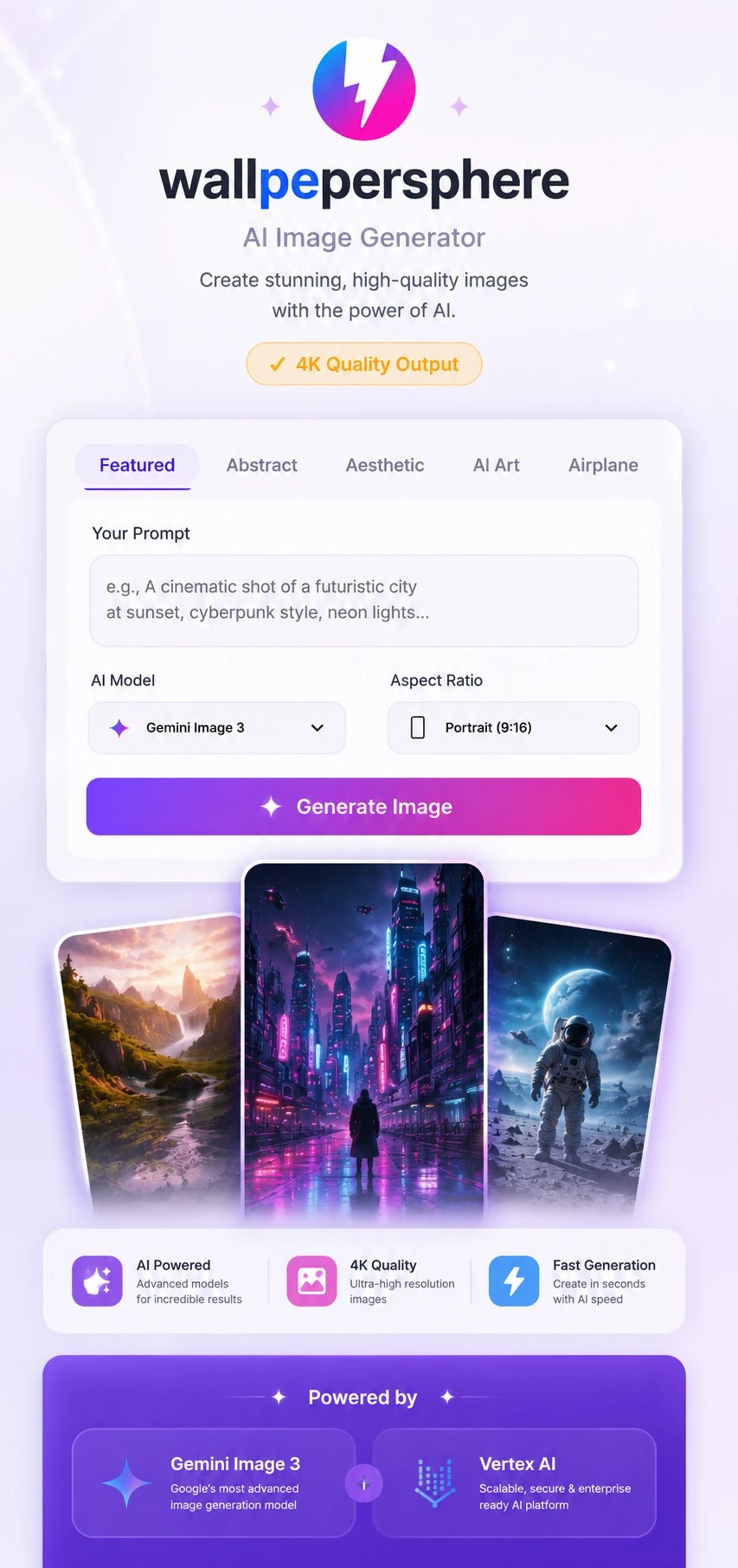 wallpapersphere AI Image Generator