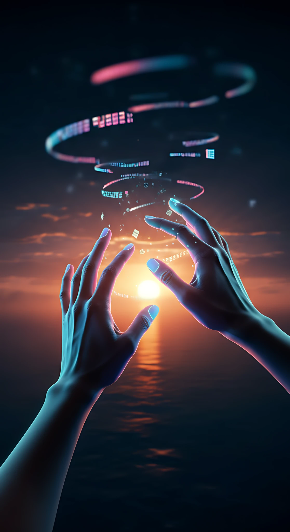 Digital Hands Sunrise Connection