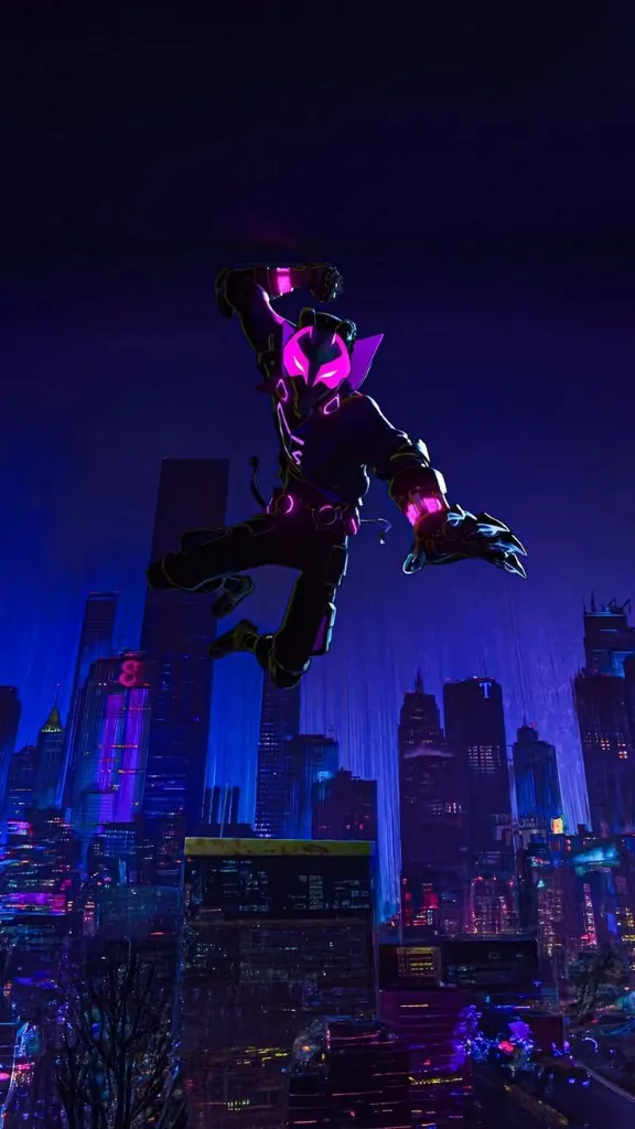 Miles Morales Neon Cityscape the prowler 