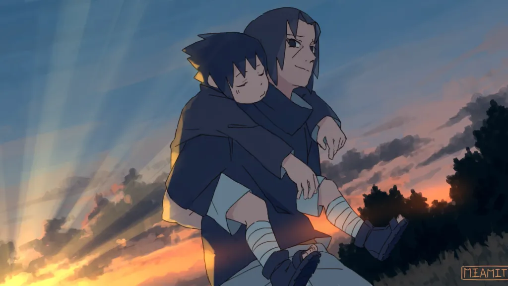 Itachi Sasuke sunset wallpaper