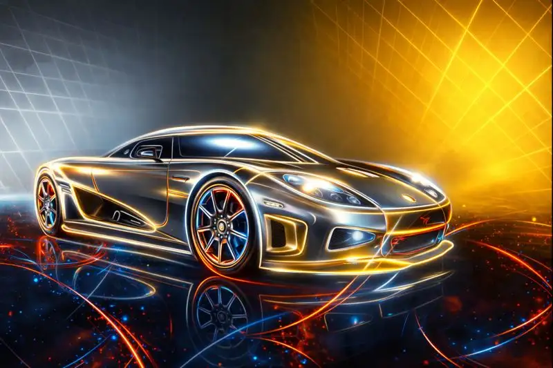 Neon Outlined Exotic Car