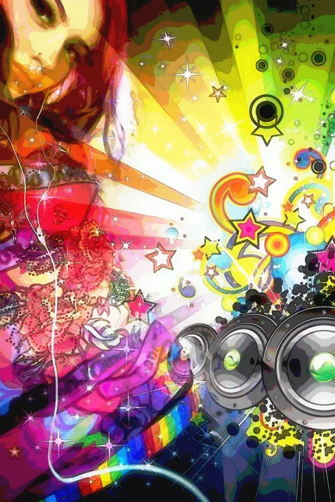 Vibrant Music Celebration Art Frutiger Metro