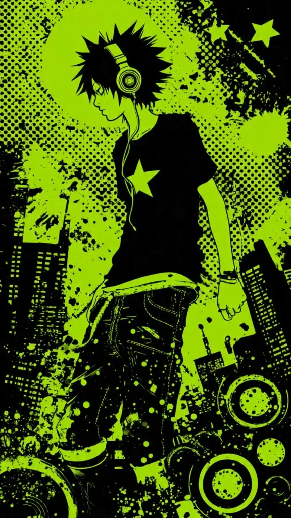Neon Green Anime Frutiger Metro Wallpaper