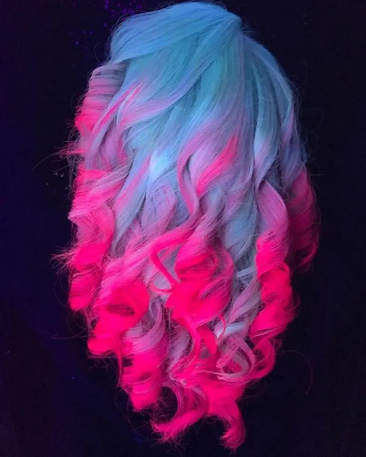 Neon Blue Pink Ombre Hair