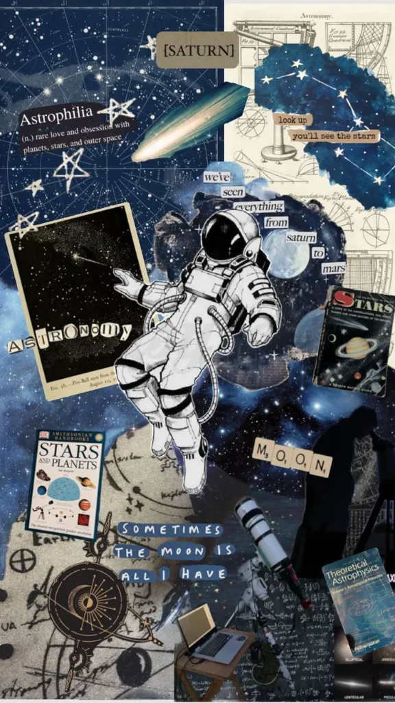 Astronaut Vintage Astronomy Collage Wallpaper