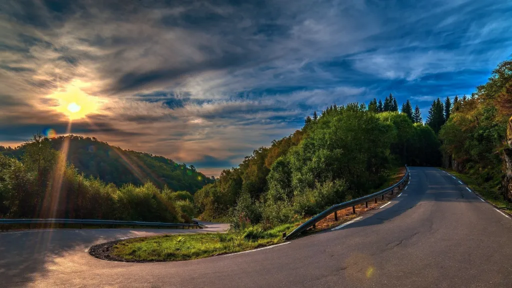 Winding Mountain Road Sunset