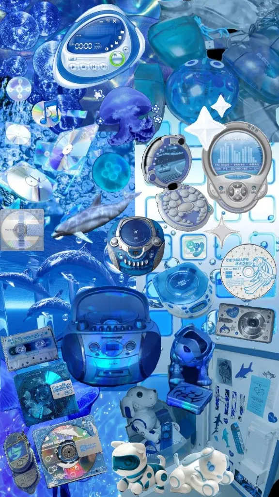 Y2K Ocean Blue Cybercore/Technocore 