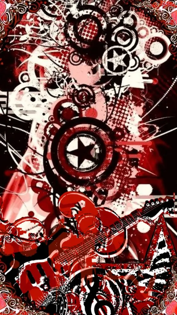 Red Grunge Music Frutiger Metro Phone Wallpaper