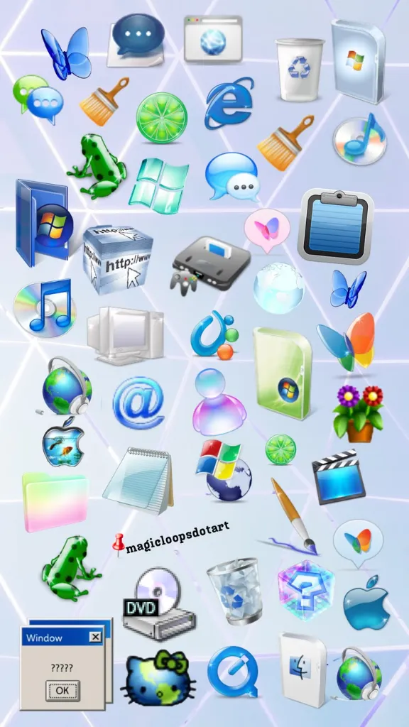 Windows XP Retro Icons Skeuomorphic ui