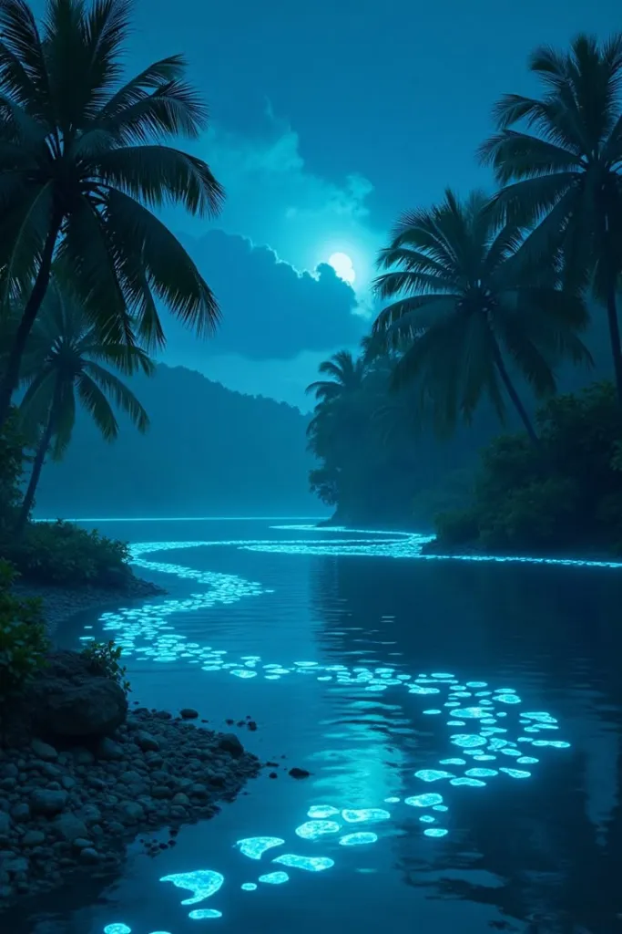 iPhone Tropical Bioluminescent River