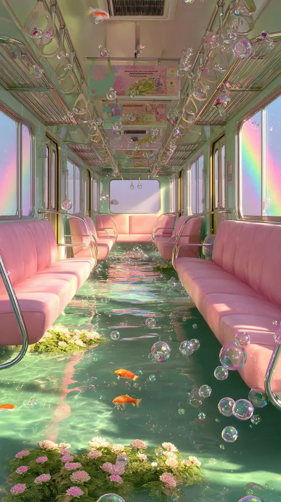 Dreamy Pastel Subway Liminal space Wallpaper