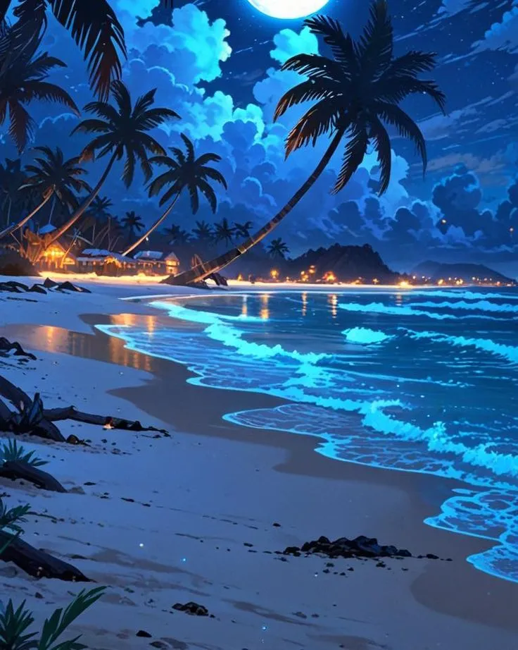 Tropical Night Beach Glow