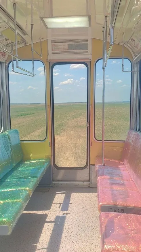 Iridescent Train Seats Liminal space Wallpaper