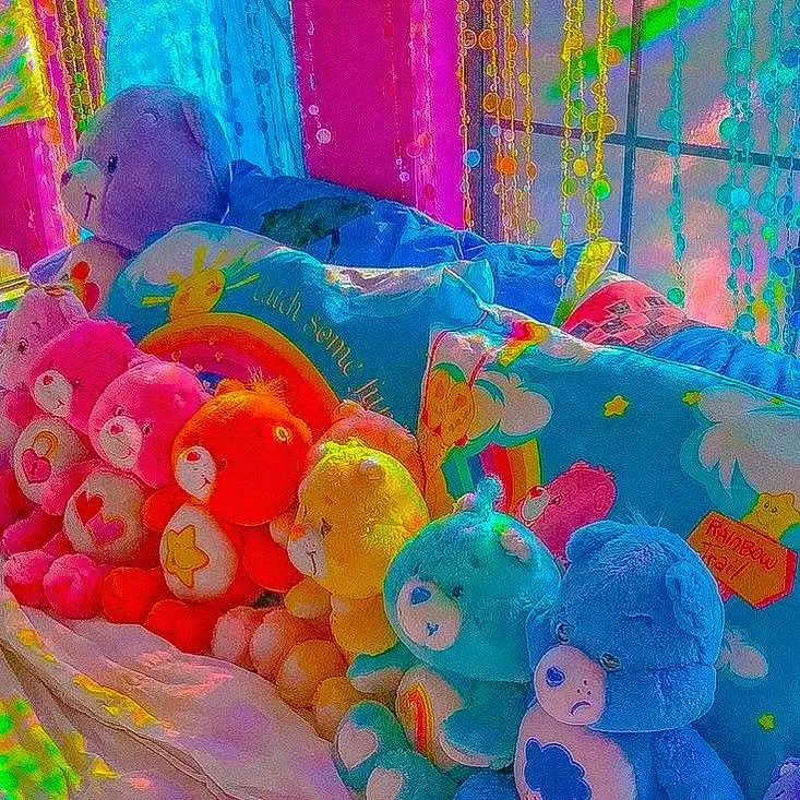 Vibrant Care Bear Rainbow  Kidcore