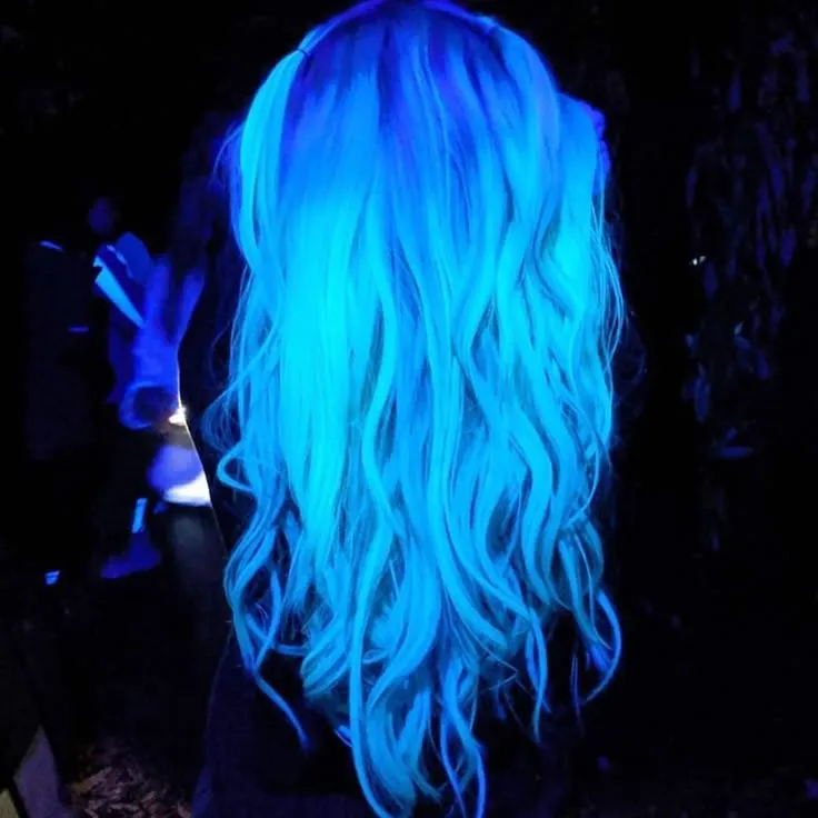 Blacklight Glowing Blue Hair