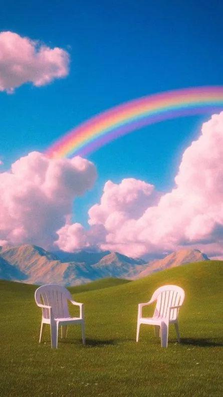 Pink Clouds Rainbow dreamcore Phone Wallpaper